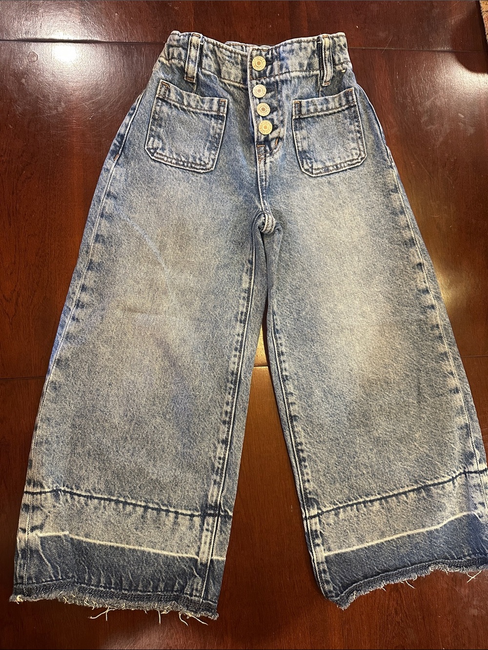GAP Light Blue Wide Leg Kids Jeans with Front Button Fly